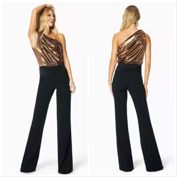 Ramy Brook Gold and Black Elegant Jumpsuit - Picture 4 of 16